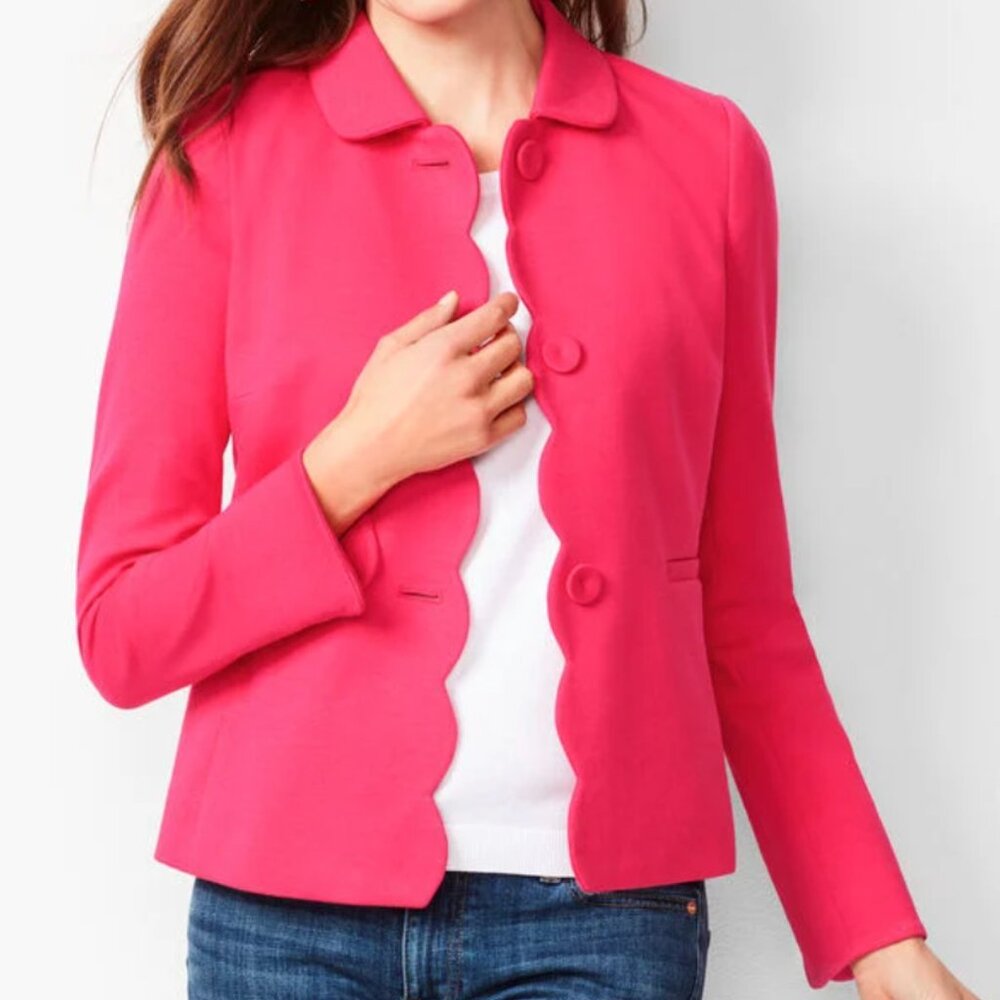 Adorable Hot Pink Talbots Scalloped Blazer